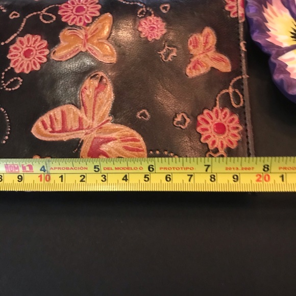 Mexican wallet clutch , Goat Leather butterflies - Picture 7 of 8